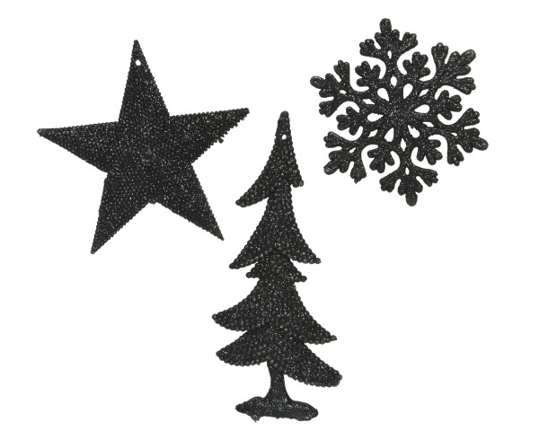 Christbaumschmuck Hänger GLITTER schwarz