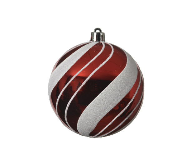 Weihnachtskugel STRIPES rot